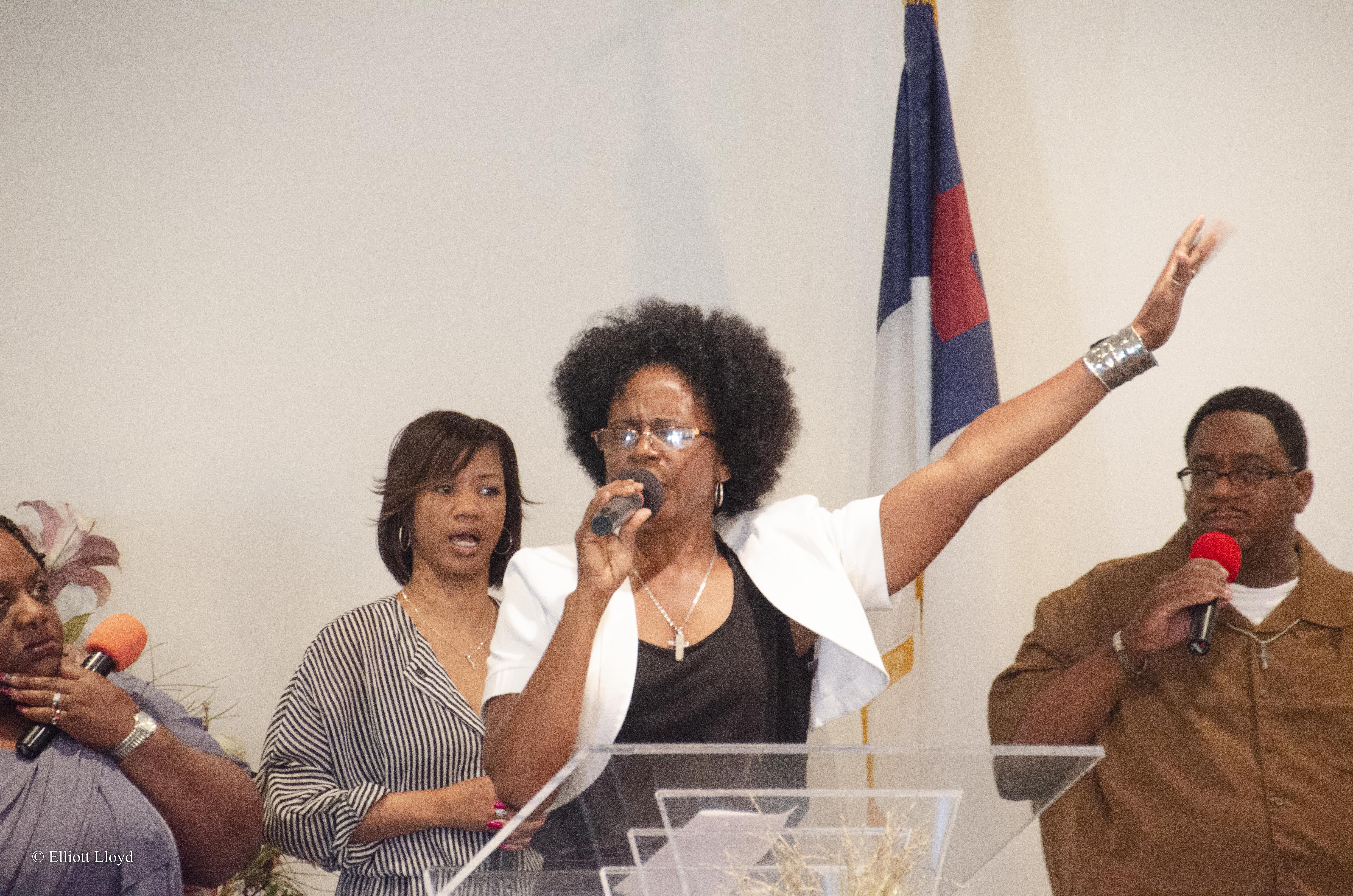 Choir singing during church service